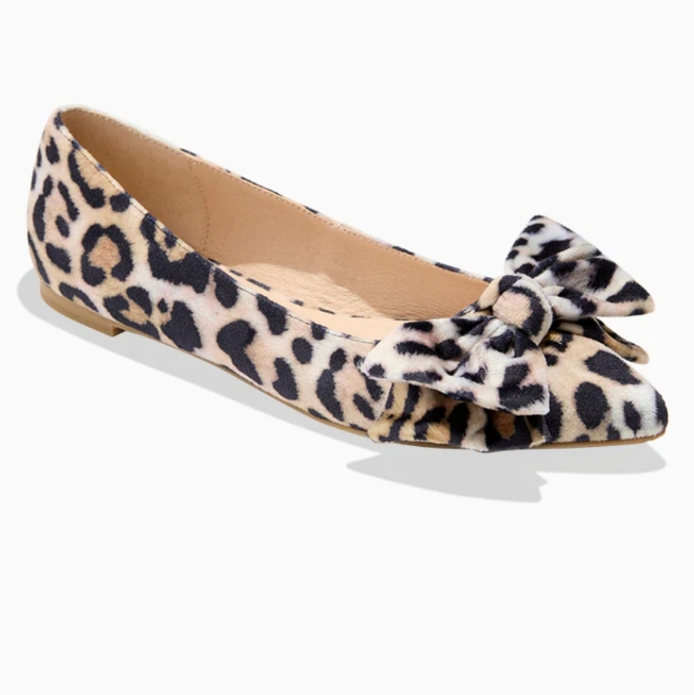 Jack Rogers Debra Leopard Print Ballet Bow Flats